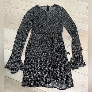 Polka Dot Long Sleeve Wrap Dress
